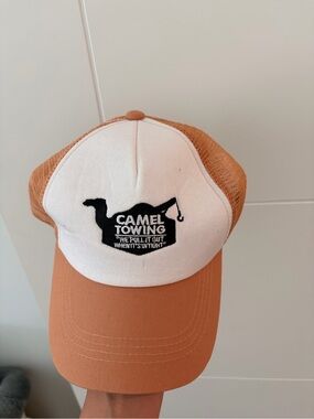 Two-Tone Mesh Trucker Hat - Tan/White